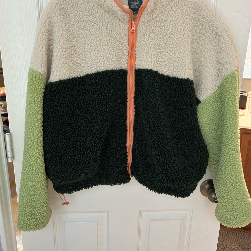 Wild Fable Cream and Orange Fleece Jacket